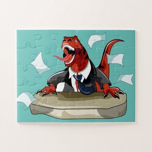 Puzzle Tyrannosaurus Rex Boss Assis À Un Bureau. (Horizontal)