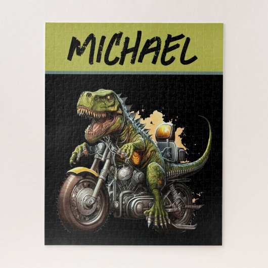 Puzzle Tyrannosaurus Rex Dinosaur Monter une moto (Vertical)