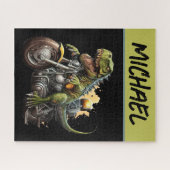 Puzzle Tyrannosaurus Rex Dinosaur Monter une moto (Horizontal)