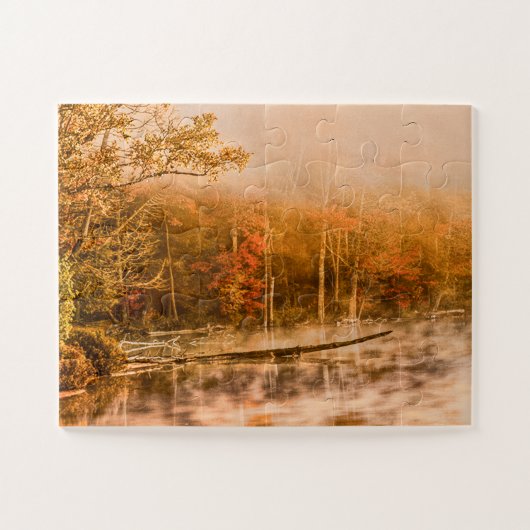 Puzzle U.P. Michigan Fog Rising on Pond Travel Photo (Horizontal)