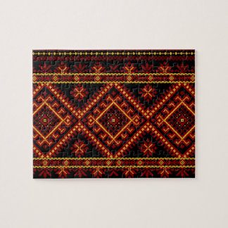 Puzzle Ukraine Cross Stitch Embroidery Red Gold Legpuzzel