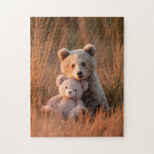 Puzzle Un adorable ourson qui enlace un ours en peluche