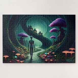 Puzzle Un Alien solitaire marche le sentier à travers un 