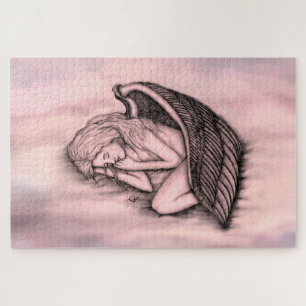 Puzzle Un Ange endormi sur les cieux nuages en rose