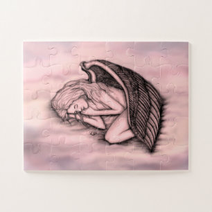 Puzzle Un Ange endormi sur les cieux nuages en rose