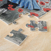 Puzzle un astronaute en robe bleue se promenant dans des  (Côté)