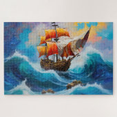 Puzzle Un bateau pirate dans une vague d'eau (Horizontal)