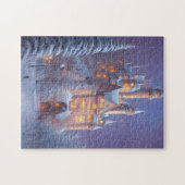 Puzzle Un beau château illuminé dans la neige (Horizontal)