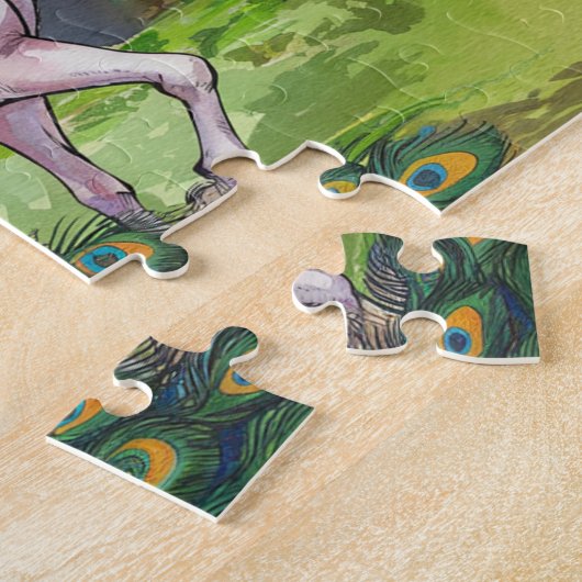 Puzzle Un beau paon à licorne (Côté)