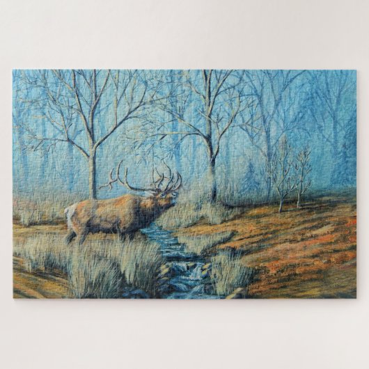 Puzzle Un brouillard matinal ensoleillé avec Caribou (Horizontal)
