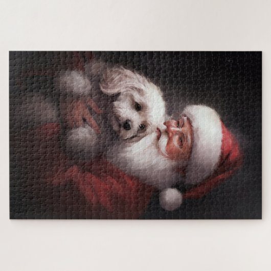 Puzzle Un caniche au Père Noël Festif (Horizontal)