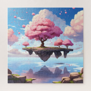 Puzzle Un cerisier en fleurs flottant dans le ciel