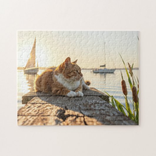 Puzzle Un chat avec les quenouilles (Horizontal)