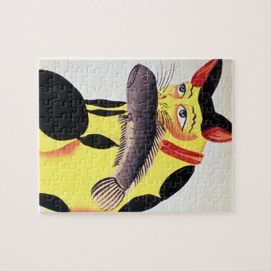 Puzzle Un chat avec un poisson dans sa bouche, du Rudyard (Horizontal)