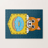 Puzzle Un chat qui regarde et un donut bleu (Horizontal)