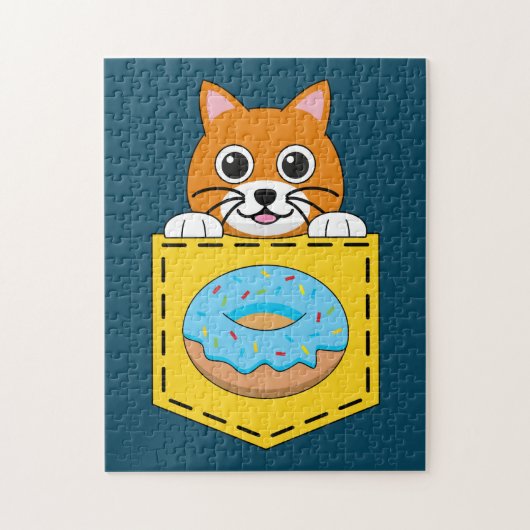 Puzzle Un chat qui regarde et un donut bleu (Vertical)