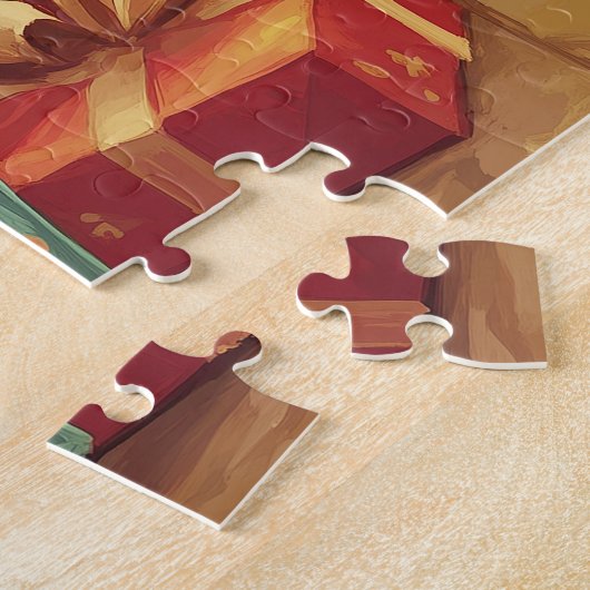 Puzzle Un chaton gingembre dormant au coin d'une cheminée (Côté)