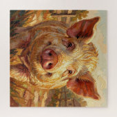 Puzzle Un cochon mignon dans une ferme boueuse (Horizontal)