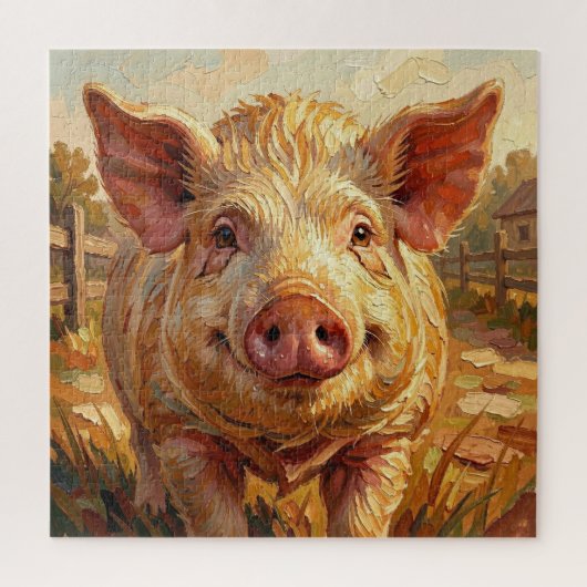 Puzzle Un cochon mignon dans une ferme boueuse (Vertical)
