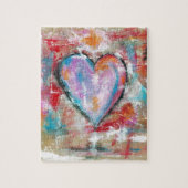 Puzzle Un coeur sans scrupules Art Abstrait Peinture Bleu (Vertical)