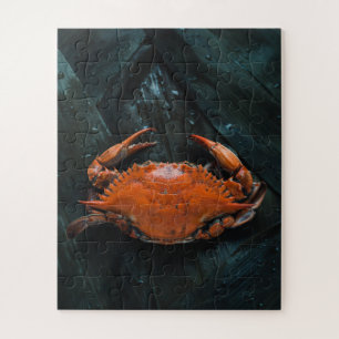 Puzzle Un crabe marin à coque molle sur des Feuilles somb