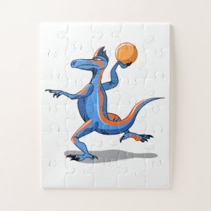 Puzzle Un Dessin Iguanodon Jouant Au Basket-Ball.