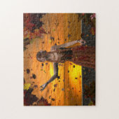 Puzzle Un elfe en chute de Feuilles contre le coucher de  (Vertical)