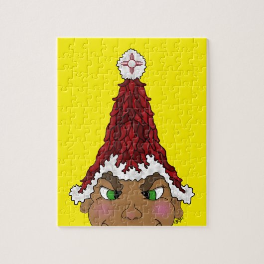 Puzzle Un elfe portant un chapeau de Santa Chile rouge av (Vertical)