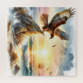 Puzzle un faucon et un voilier en mer (Horizontal)