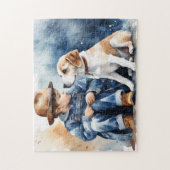 Puzzle Un garçon et son chien (Vertical)