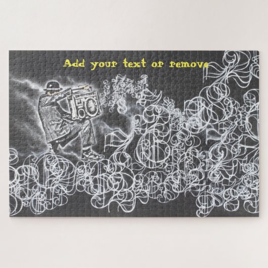 Puzzle Un graffiti amusant, un homme qui joue du ghettobl (Horizontal)