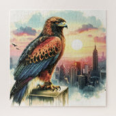 Puzzle Un Hawk Se Trouve Sur Le Toit D'Un gratte-ciel (Vertical)