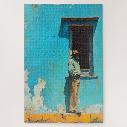 Puzzle Un homme à l'ombre - Une scène cubaine rustique (Vertical)