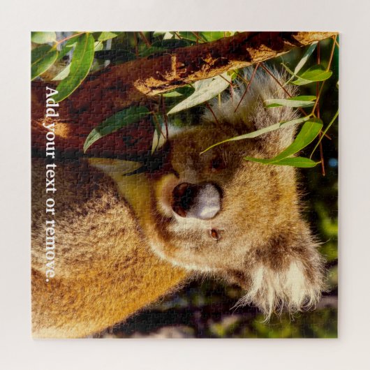Puzzle Un joli ours brun koala mangeant des feuilles d'eu (Horizontal)