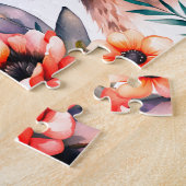 Puzzle Un joli raton laveur parmi les fleurs (Côté)