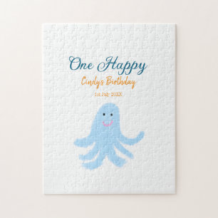 Puzzle Un joyeux poulpe bleu sous la mer anniversaire