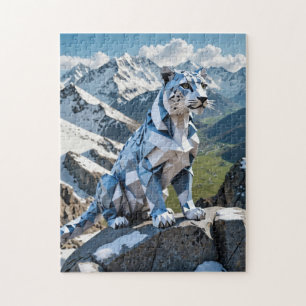 Puzzle Un léopard des neiges origami dans les montagnes
