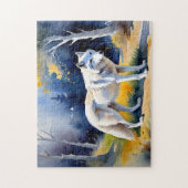 Puzzle Un loup dans une aquarelle de forêt (Vertical)