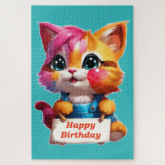Puzzle Un marrant chaton d'anniversaire