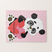 Puzzle Un mignon ours de Panda avec coeur (Horizontal)