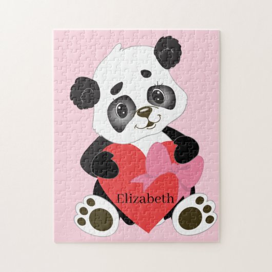 Puzzle Un mignon ours de Panda avec coeur (Vertical)