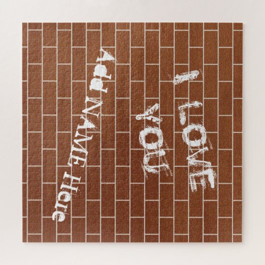 Puzzle Un mur en briques - Je t'aime - Ajouter ton nom /  (Horizontal)