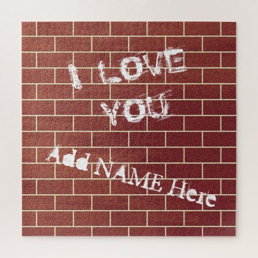 Puzzle Un mur en briques - Je t'aime - Ajouter ton nom / (Vertical)