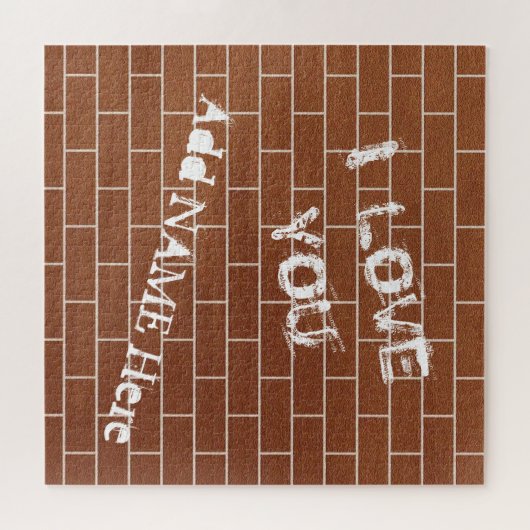 Puzzle Un mur en briques - Je t'aime - Ajouter ton nom / (Horizontal)