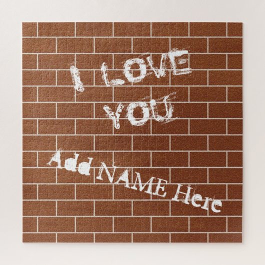 Puzzle Un mur en briques - Je t'aime - Ajouter ton nom / (Vertical)