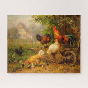 Puzzle Un oeil attentif Carl Jutz 1916 Rooster de la ferm