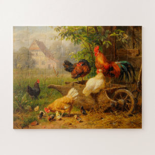 Puzzle Un œil vigilant Carl Jutz 1916 Coq de basse-cour