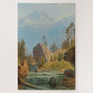 Puzzle Un paysage de montagne avec le ruisseau - Albert Z
