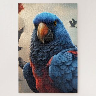 Puzzle Un perroquet parmi les corbeaux en gros plan