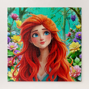 Puzzle Un personnage aux cheveux rouges vibrants